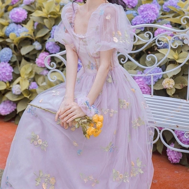 Glitter Fairytale Tulle Dusty Blue Prom Dress